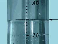 Example rain gauge reading showing 0.35 inches of rainfall.
